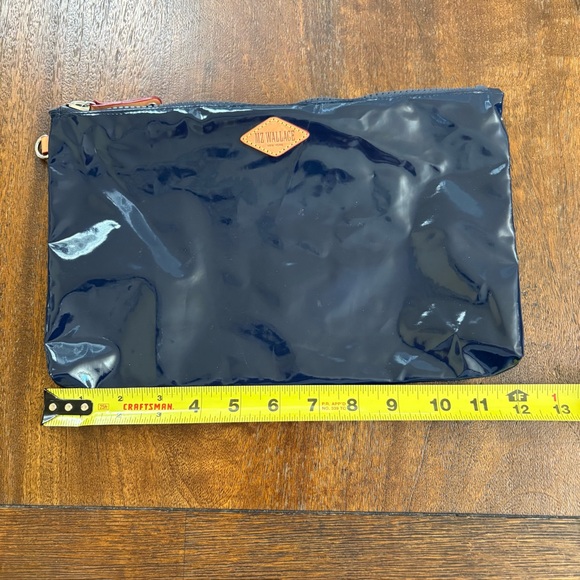 MZ WALLACE Zipper Pouch Cosmetic Makeup Bag Nylon Shiny Navy 7.5”x12” - Picture 5 of 7